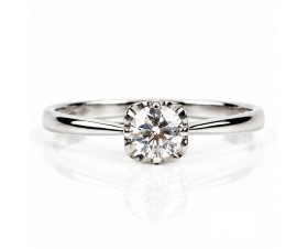Годежен Пръстен Цвете 18К Бяло Злато с Диамант   Bloom Jewellery